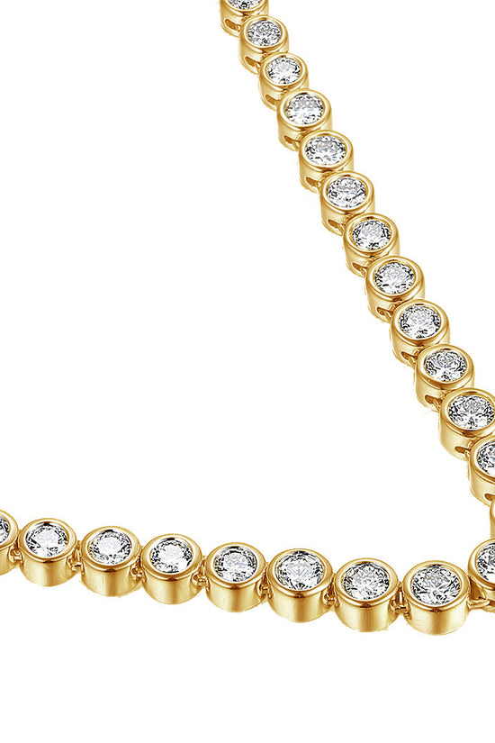 Round Brilliant Cut Diamond Rubover Set Graduated Tennis Necklace