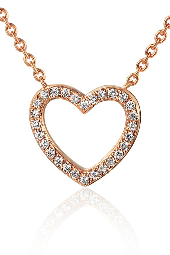 Round Brilliant Cut Micro Set Heart Shape Necklace