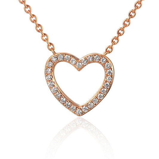 Round Brilliant Cut Micro Set Heart Shape Necklace