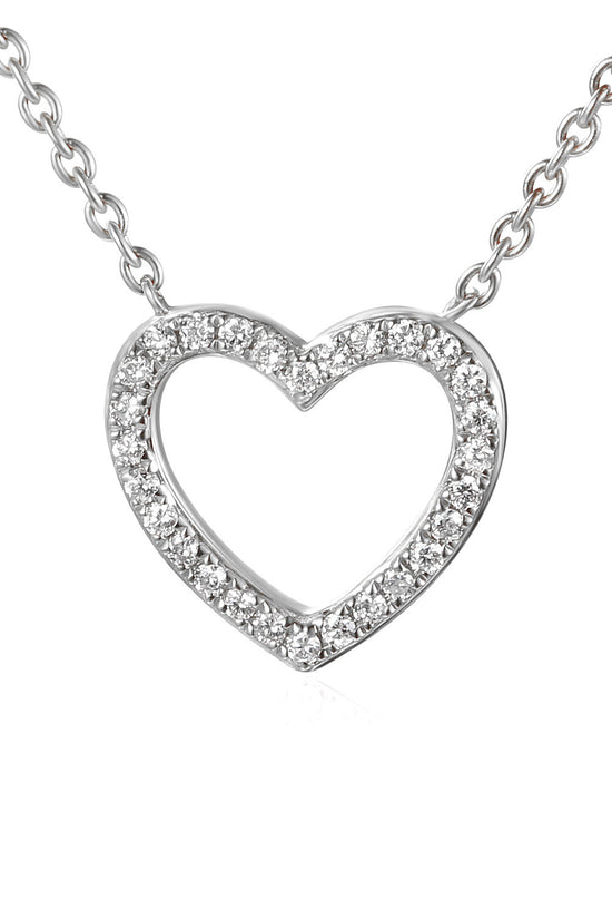 Round Brilliant Cut Micro Set Heart Shape Necklace