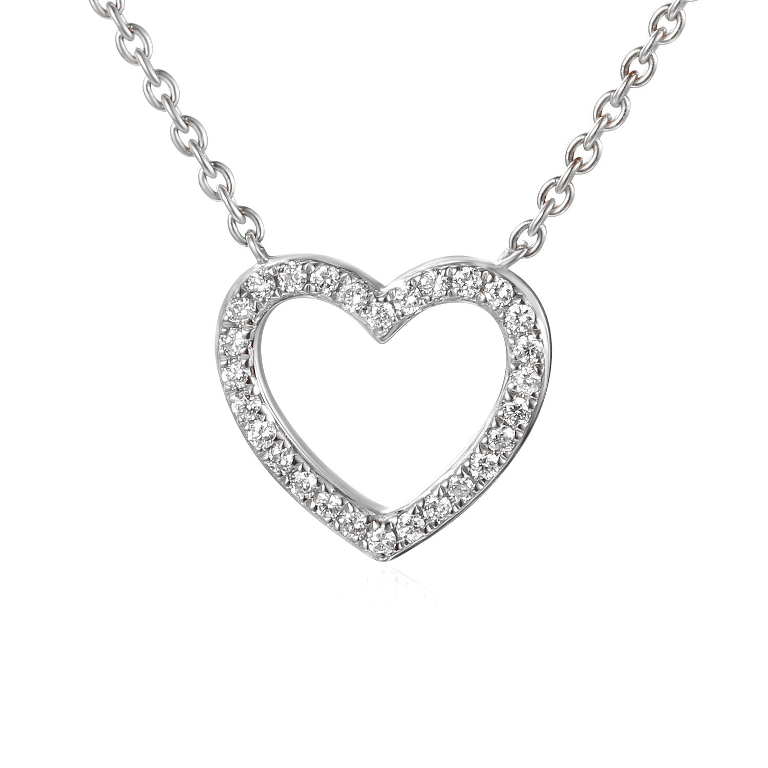 Round Brilliant Cut Micro Set Heart Shape Necklace