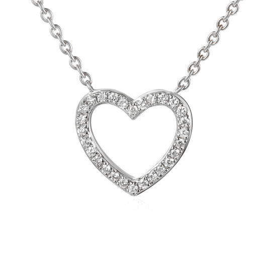 Round Brilliant Cut Micro Set Heart Shape Necklace