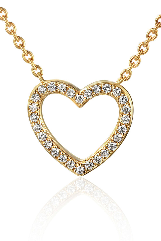 Round Brilliant Cut Micro Set Heart Shape Necklace
