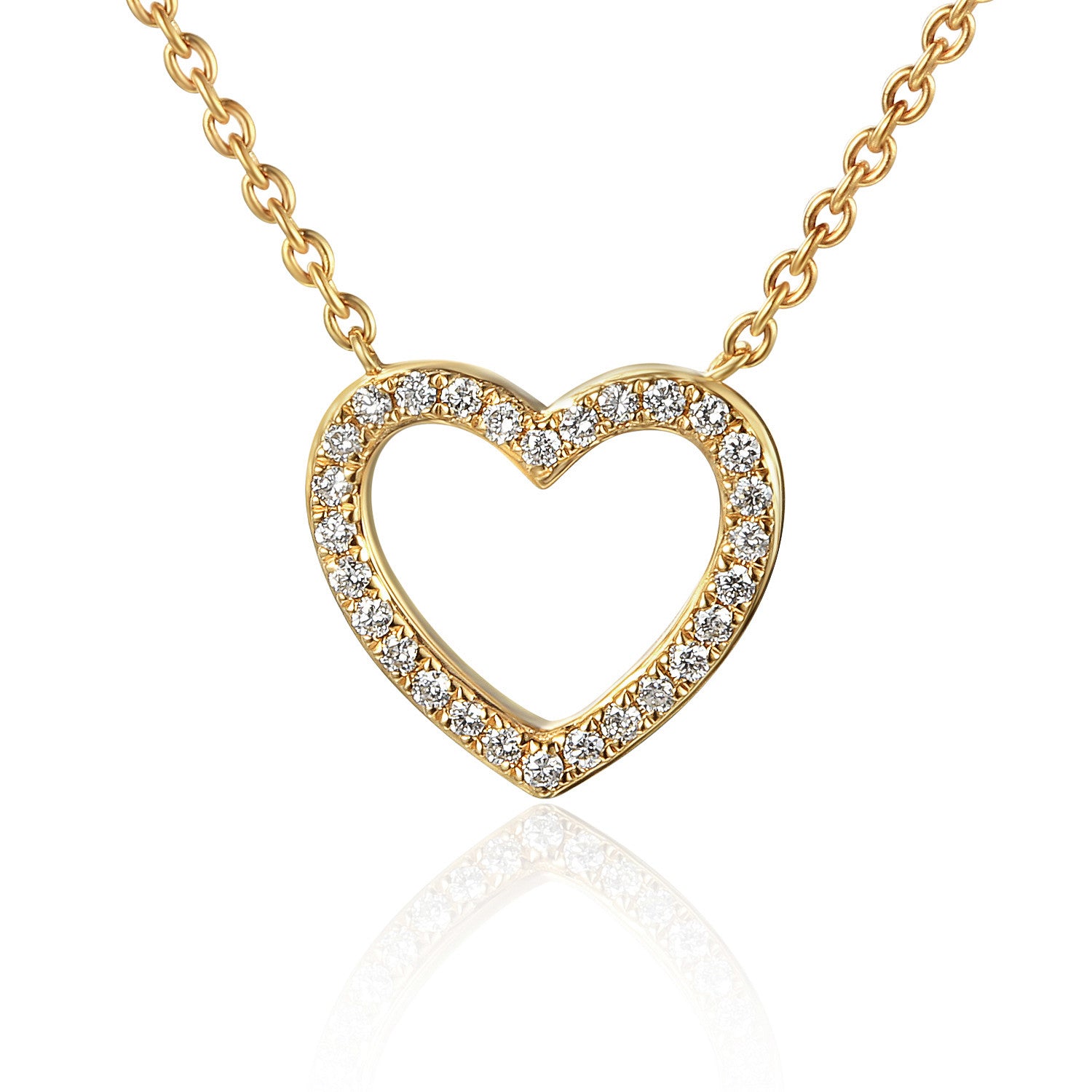Round Brilliant Cut Micro Set Heart Shape Necklace