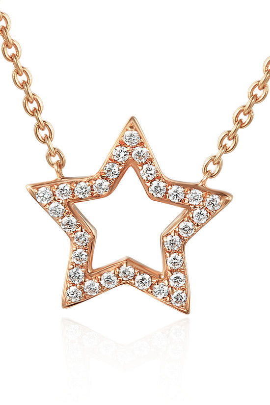 Round Brilliant Cut Micro Set Star Shape Necklace
