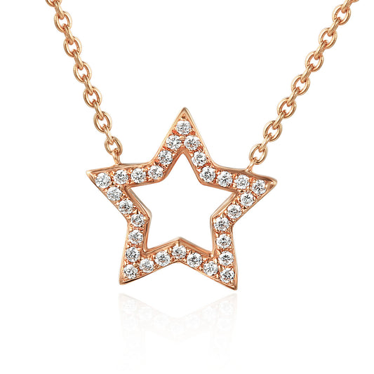 Round Brilliant Cut Micro Set Star Shape Necklace