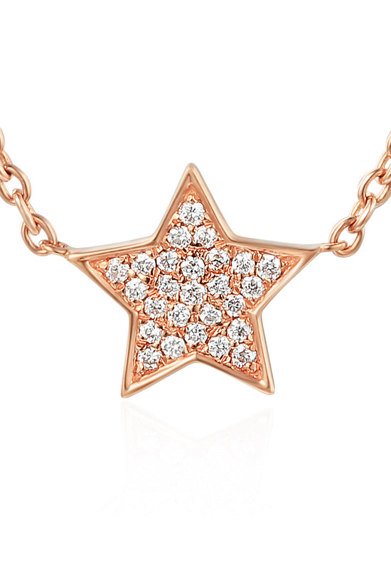 Round Brilliant Cut Micro Set Star Shape Necklace