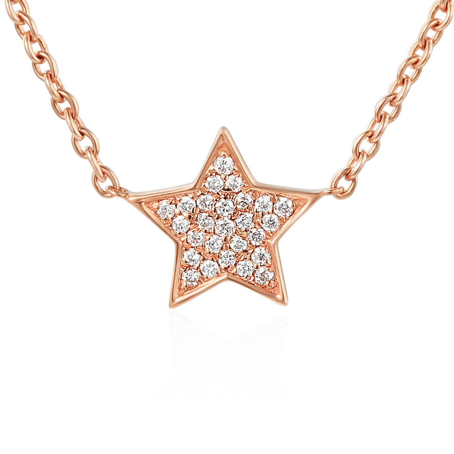 Round Brilliant Cut Micro Set Star Shape Necklace