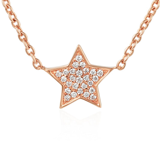 Round Brilliant Cut Micro Set Star Shape Necklace