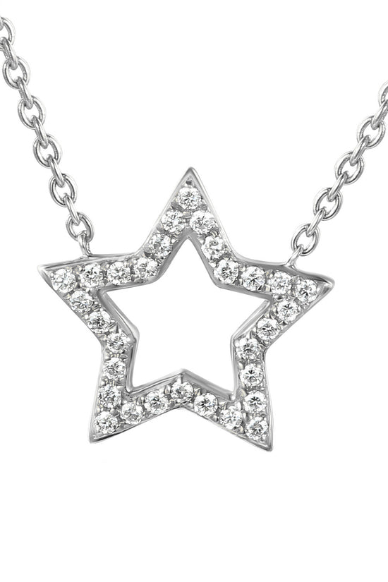 Round Brilliant Cut Micro Set Star Shape Necklace