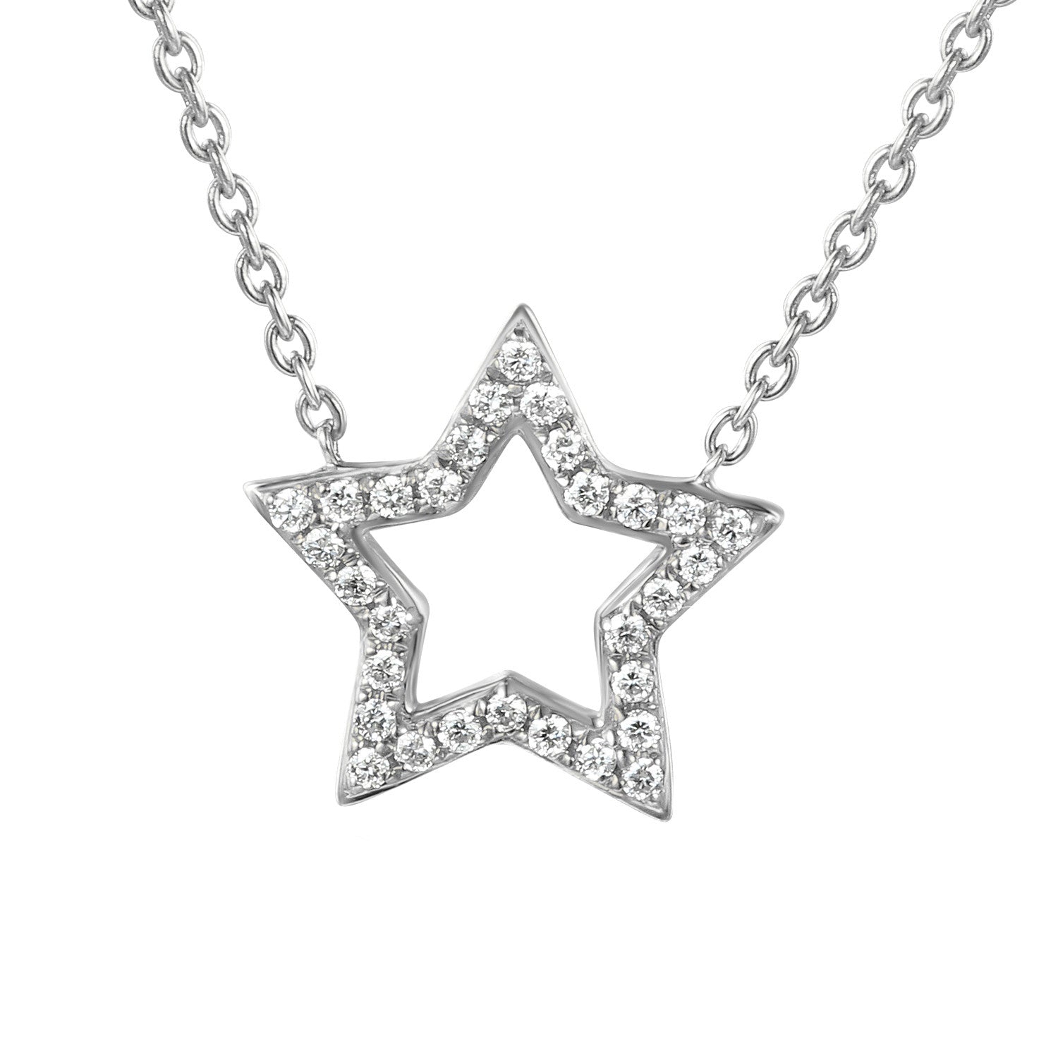 Round Brilliant Cut Micro Set Star Shape Necklace