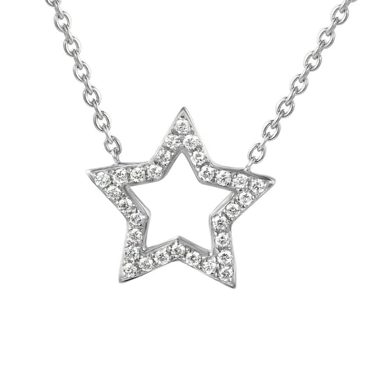 Round Brilliant Cut Micro Set Star Shape Necklace