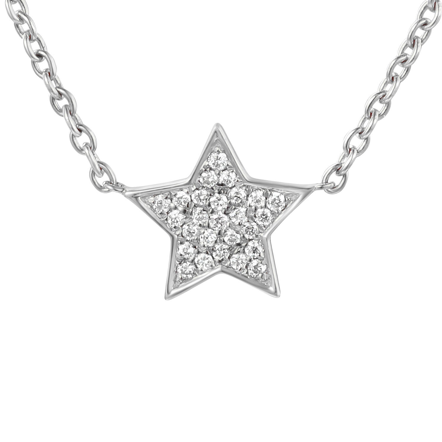 Round Brilliant Cut Micro Set Star Shape Necklace