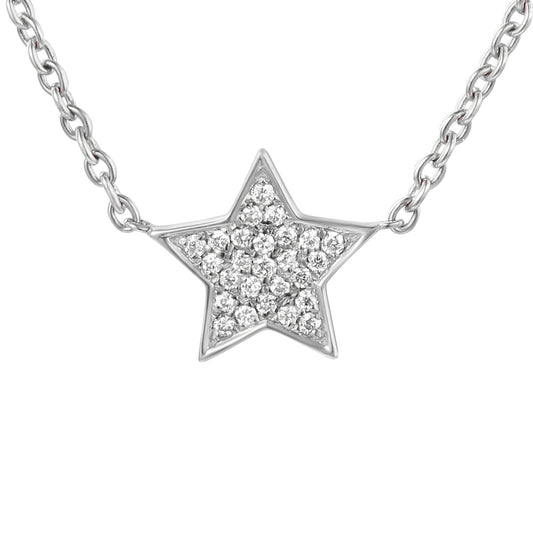Round Brilliant Cut Micro Set Star Shape Necklace