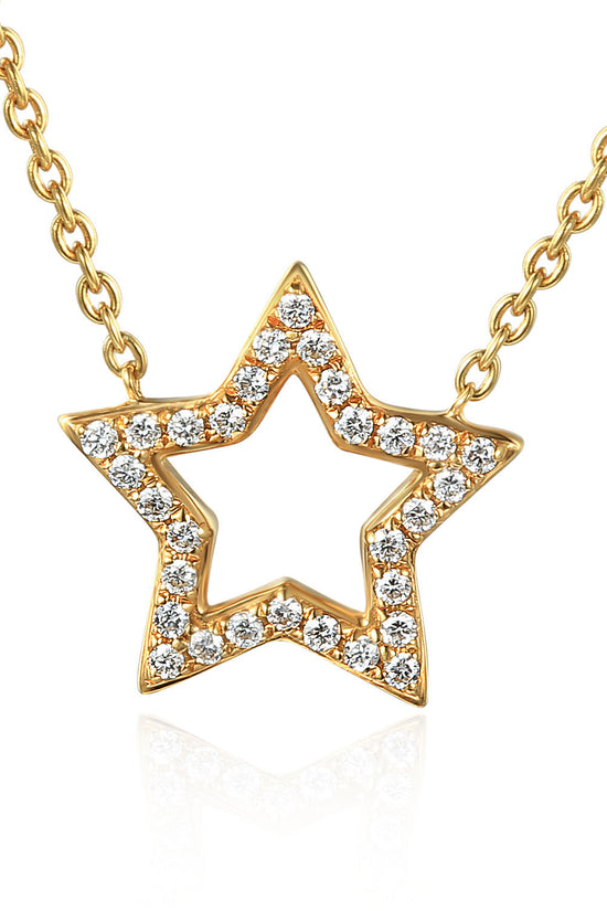Round Brilliant Cut Micro Set Star Shape Necklace
