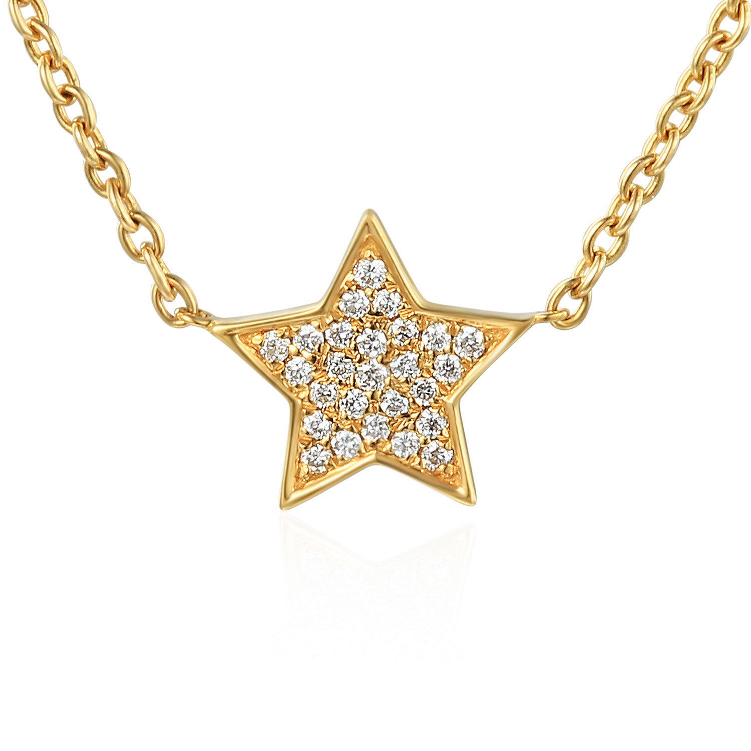 Round Brilliant Cut Micro Set Star Shape Necklace