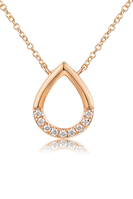 Round Brilliant Cut Micro Set Teardrop Shape Necklace