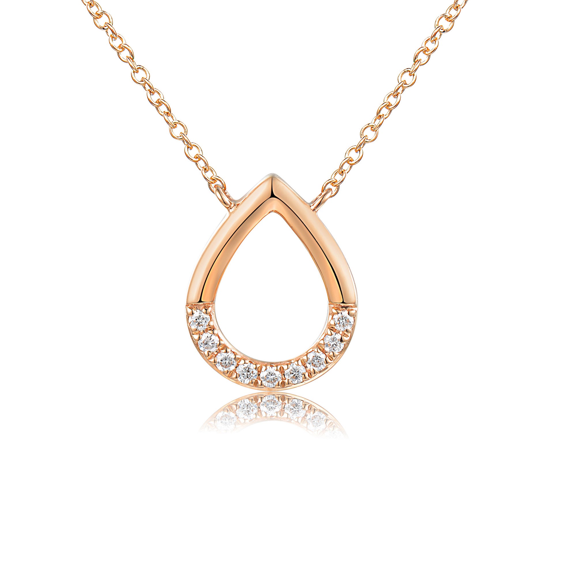 Round Brilliant Cut Micro Set Teardrop Shape Necklace