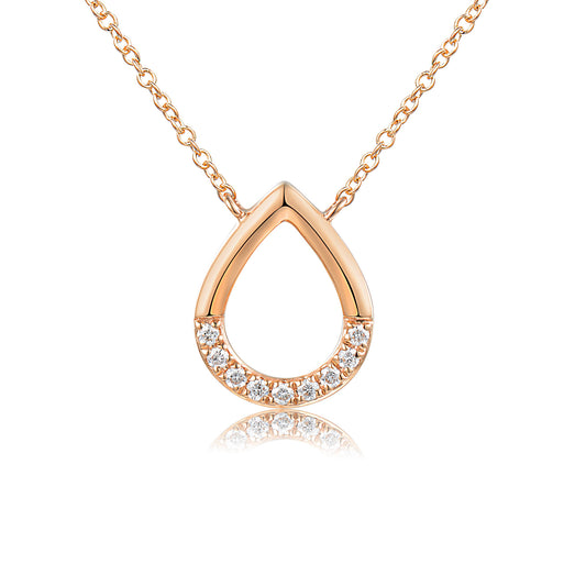 Round Brilliant Cut Micro Set Teardrop Shape Necklace