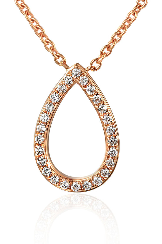 Round Brilliant Cut Micro Set Teardrop Shape Necklace