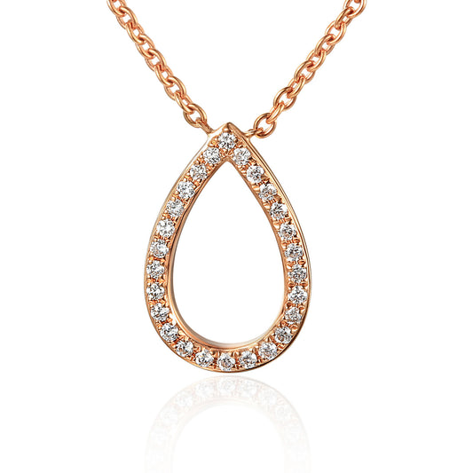 Round Brilliant Cut Micro Set Teardrop Shape Necklace