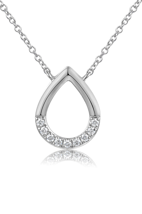 Round Brilliant Cut Micro Set Teardrop Shape Necklace