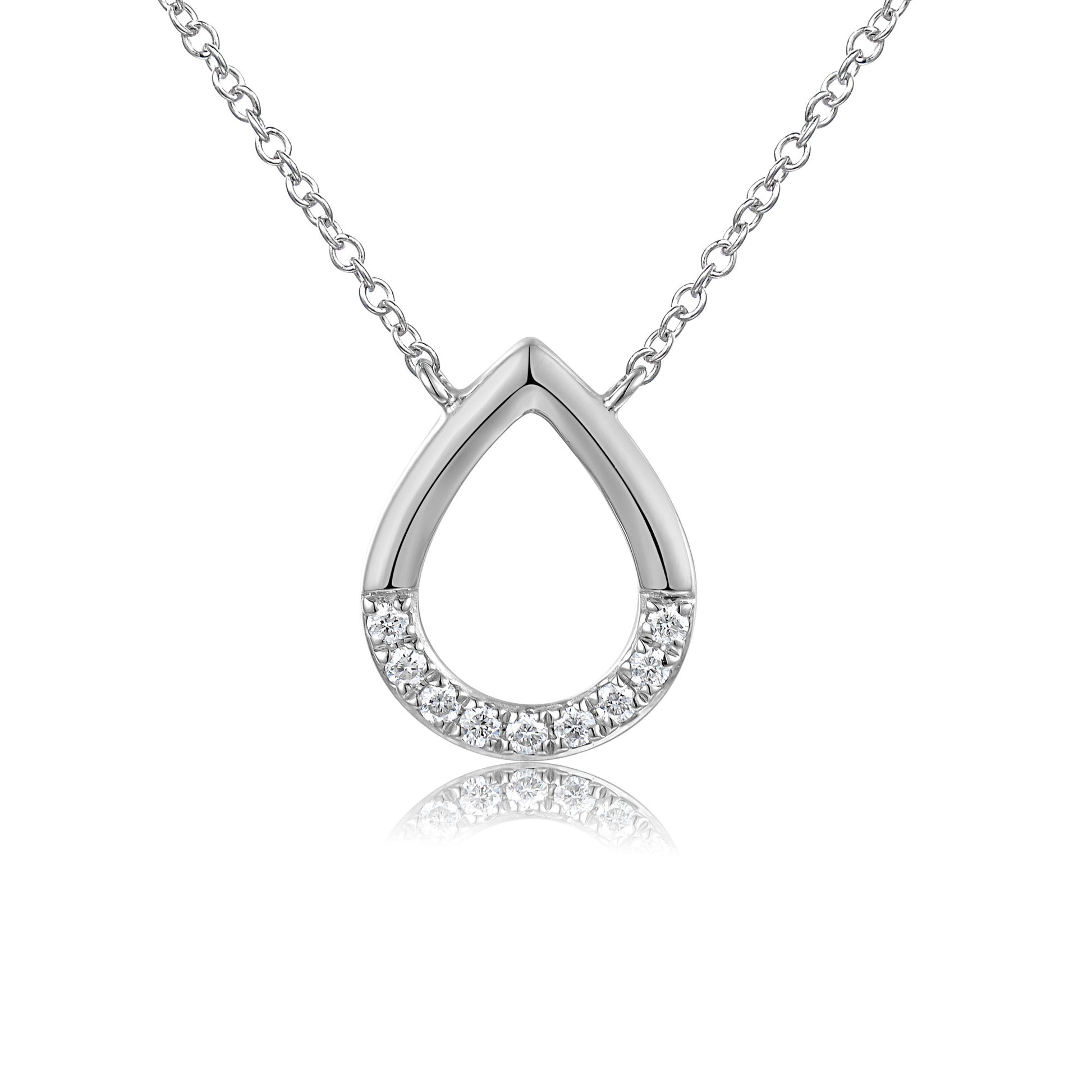 Round Brilliant Cut Micro Set Teardrop Shape Necklace