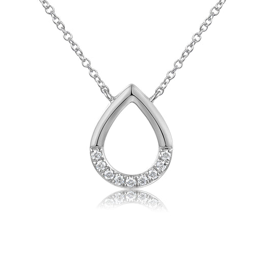 Round Brilliant Cut Micro Set Teardrop Shape Necklace