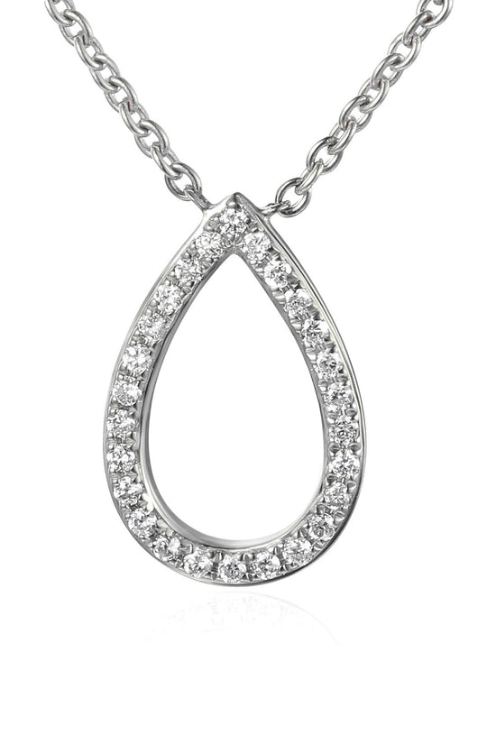 Round Brilliant Cut Micro Set Teardrop Shape Necklace