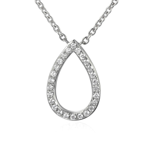 Round Brilliant Cut Micro Set Teardrop Shape Necklace
