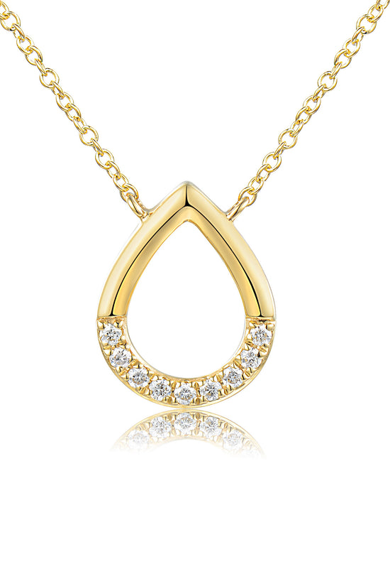 Round Brilliant Cut Micro Set Teardrop Shape Necklace