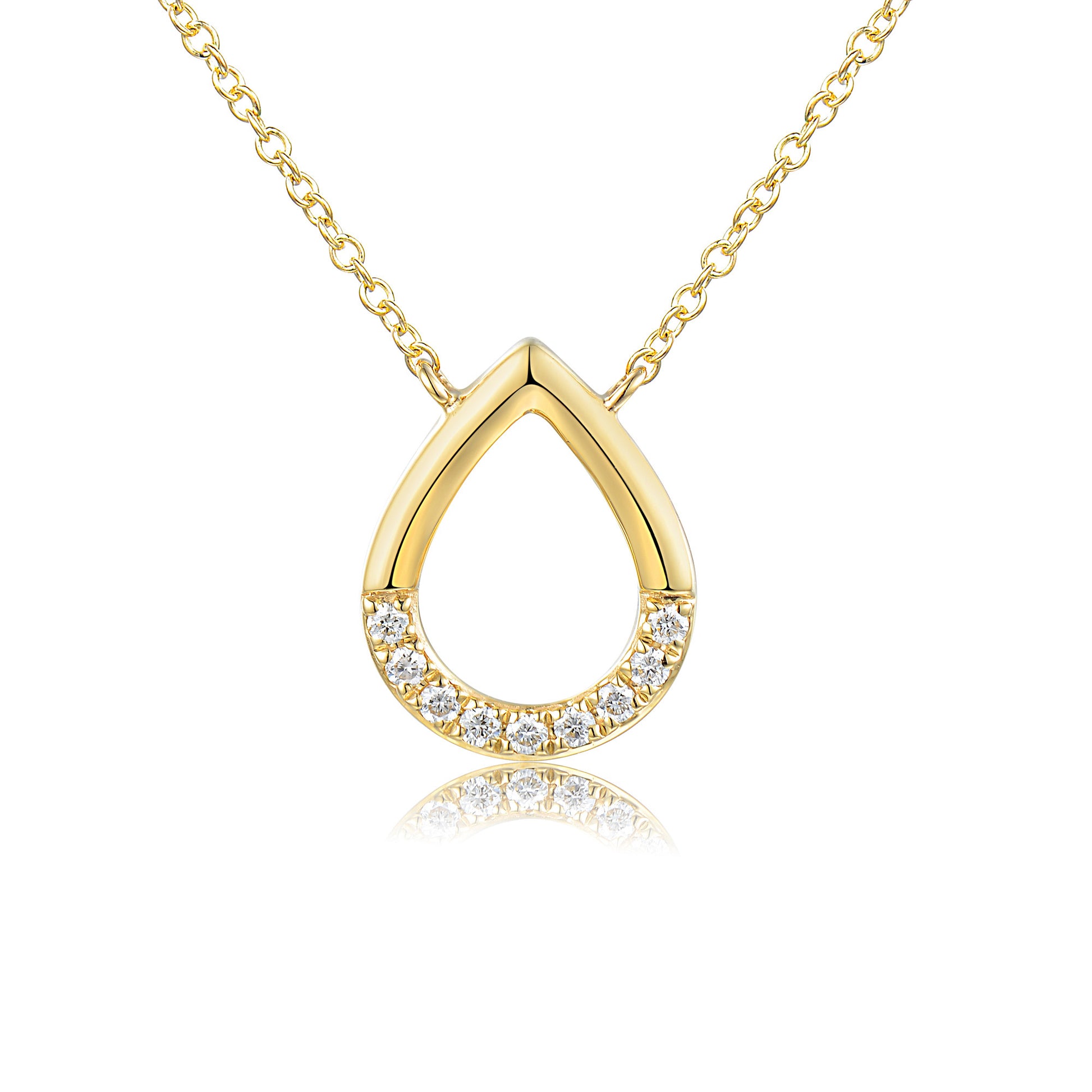 Round Brilliant Cut Micro Set Teardrop Shape Necklace