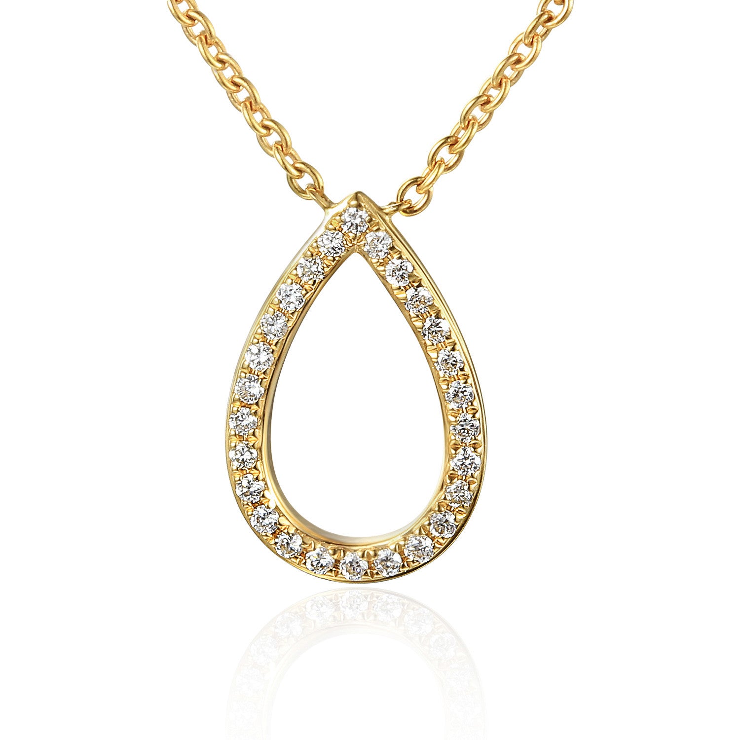 Round Brilliant Cut Micro Set Teardrop Shape Necklace