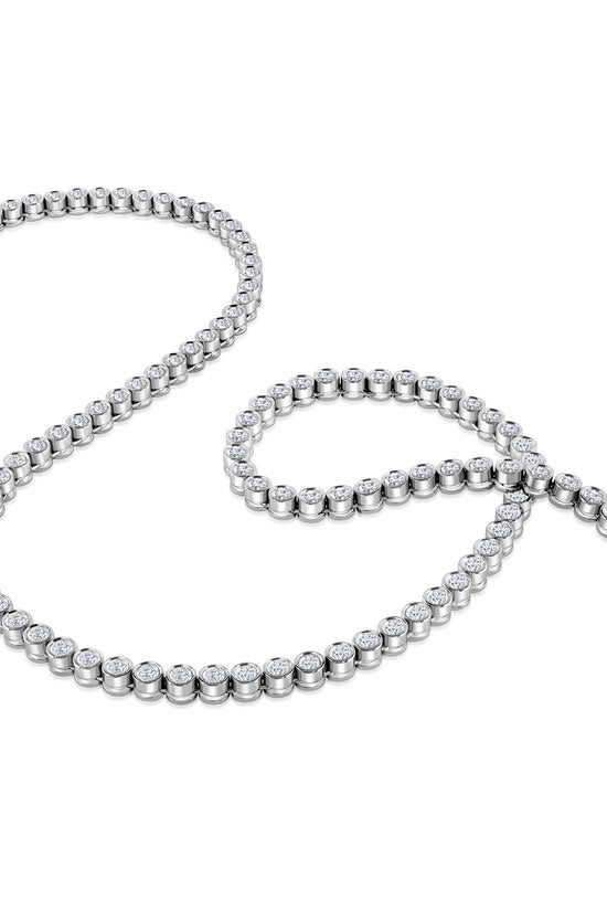 Round Brilliant Cut rub over Diamond straight Necklace