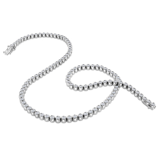 Round Brilliant Cut rub over Diamond straight Necklace