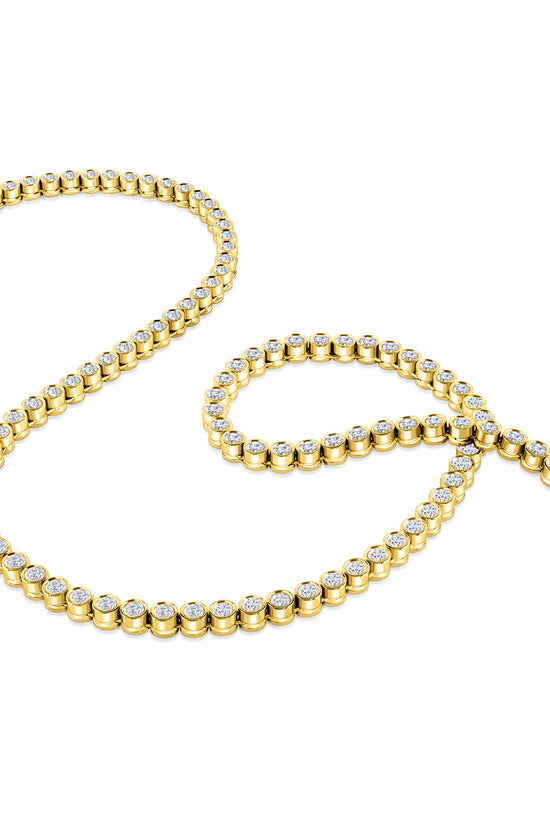 Round Brilliant Cut rub over Diamond straight Necklace