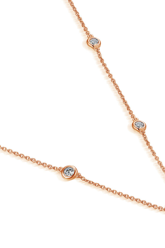 Rubover Set Round Brilliant Cut Diamond Necklace