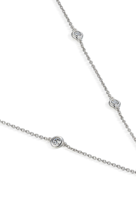 Rubover Set Round Brilliant Cut Diamond Necklace