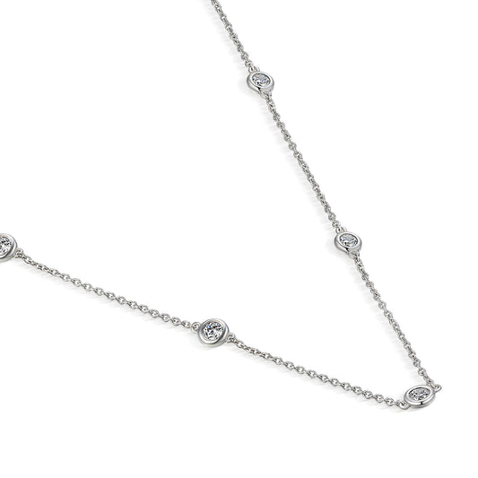 Rubover Set Round Brilliant Cut Diamond Necklace