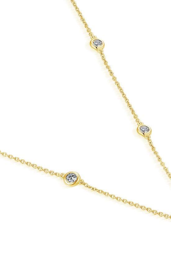 Rubover Set Round Brilliant Cut Diamond Necklace