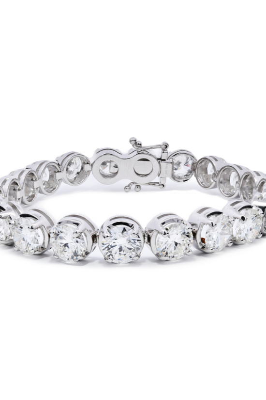 Tennis Bracelet Flexi Links Round Cut 28.15ct - 18k White Gold