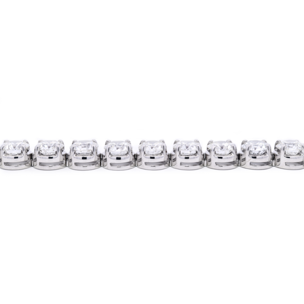 Tennis Bracelet Flexi Links Round Cut 28.15ct - 18k White Gold