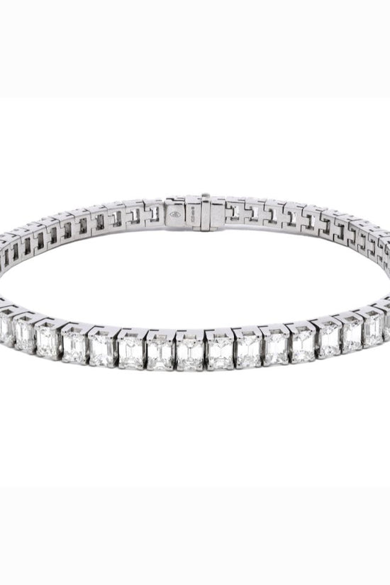 Tennis Bracelet Emerald Cut 13.36cts - 14K White Gold