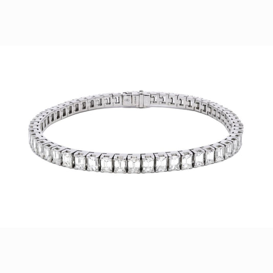 Tennis Bracelet Emerald Cut 13.36cts - 14K White Gold