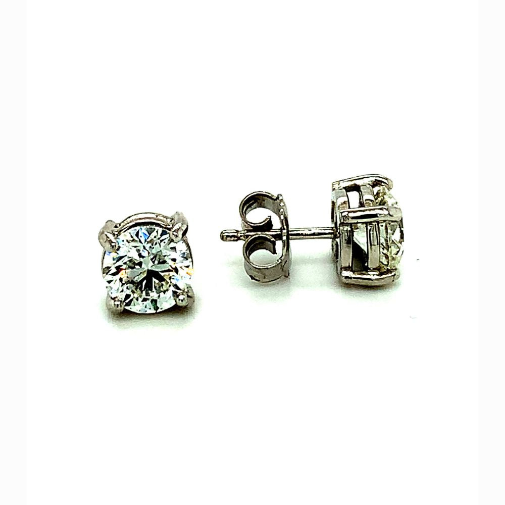 Natural Diamonds Studs Earrings 2.97 ct in 18k White Gold WGI Certified