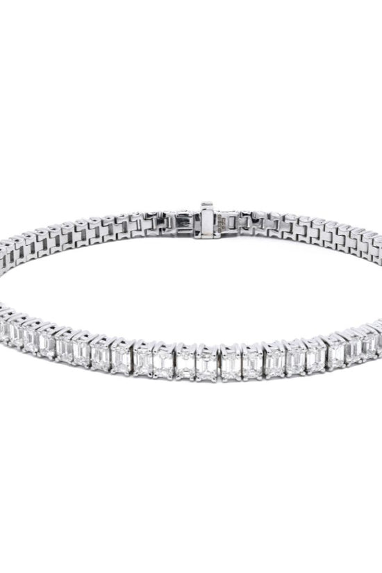 Tennis Bracelet Emerald Cut 8.71 ct 18k White Gold