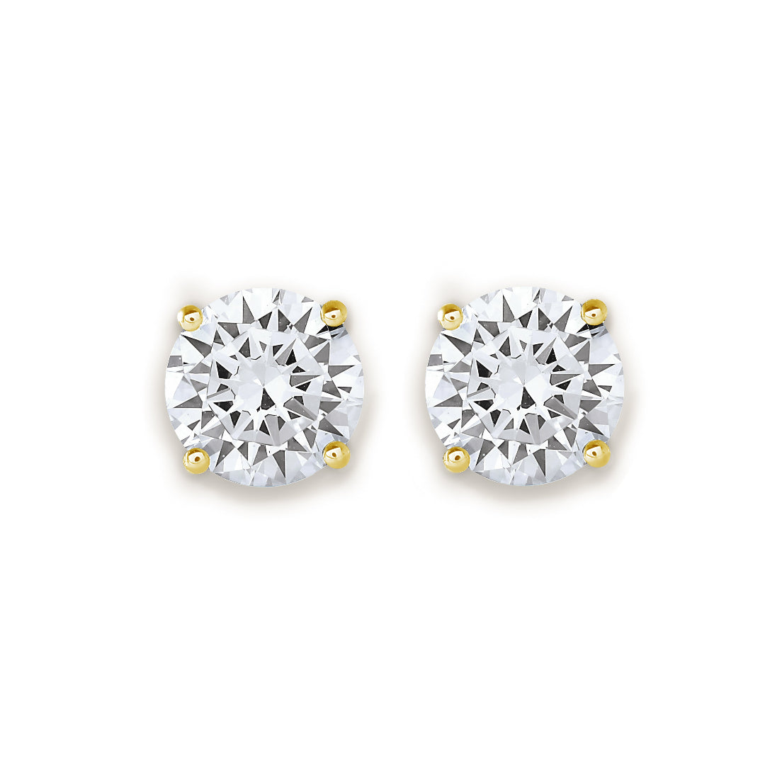 Diamond Stud Earrings Round Brilliant Cut in Basket Setting- GIA/IGI certified