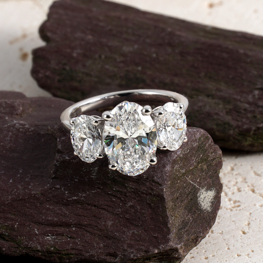 Kemi Oval-Cut Lab-Grown Diamond Trilogy Ring in Platinum
