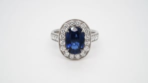 Oval-Cut Blue Sapphire Halo Ring