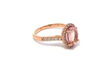 Natural Morganite with Halo and Shoulder Diamonds